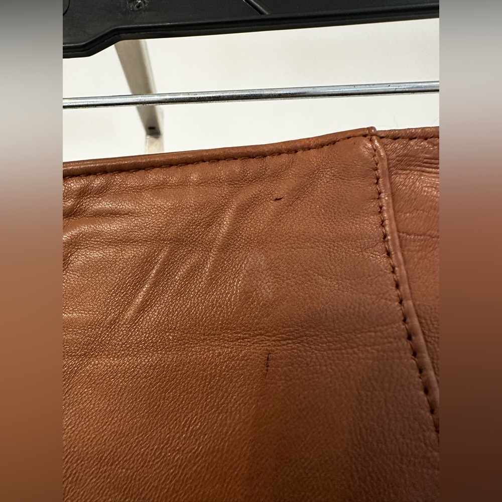 Lord & Taylor Brown Leather Midi Skirt - Picture 4 of 4